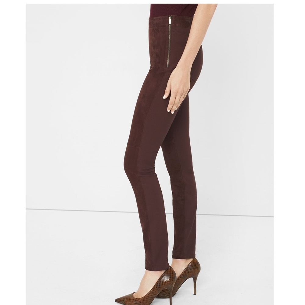 brown suede ponte knit leggings pants